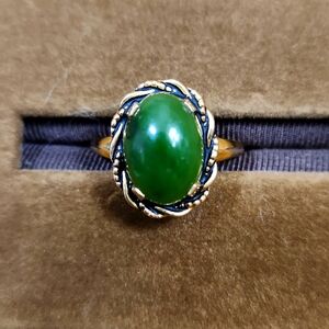 Vintage Sz 9.5 Jade Ring 10k G.F.